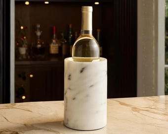 Enfriador de Vino de Mármol Blanco Hecho a Mano – Enfriador de Piedra de Lujo para Decoración del Hogar y Bar