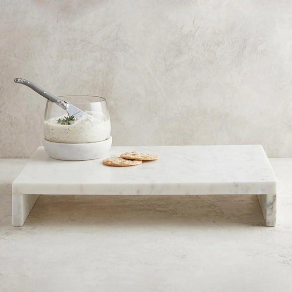 Natural White Marble Tray | Bathroom Vanity & Kitchen Serving Platter