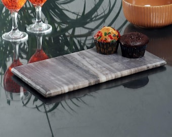 Grey Marble Pastry Board, Rectangular Serving Tray, Natural Stone Kitchen Decor