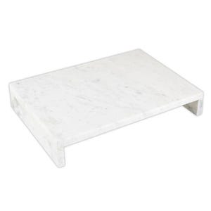 Elegant natural stone serving tray with subtle grey veining