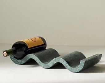 Luxury Green Marble Wine Rack – Sculptural Stone Bottle Holder for Modern Interiors