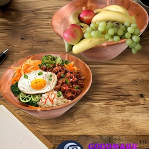 Natural Acacia Wood Bowl Set: Salad, Serving & Mixing Bowls