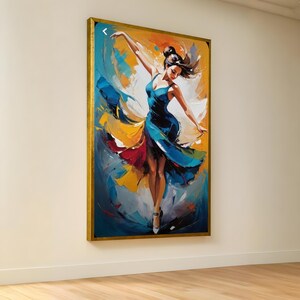 Abstract Flamenco Dancer Canvas Art: Colorful Movement Expression, Ready to Hang