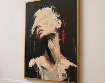 Abstract Expressionist Face Canvas: Modern Portrait Wall Art