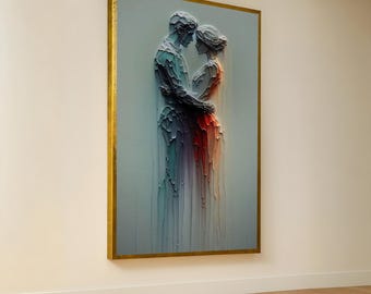 Abstract Couples Embrace Canvas Art: Modern Romantic Wall Decor