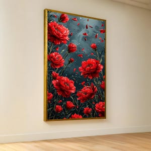 Vibrant Red Peonies Canvas Art: Floral Garden Wall Decor