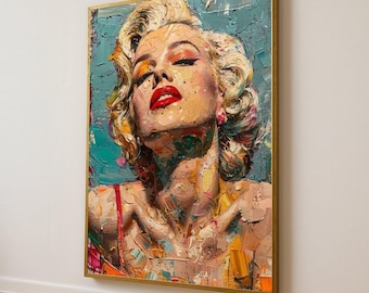 Lienzo de pintura de mujer glamurosa retro, retrato de labios rojos intensos, arte de pared, impresión de arte moderno, decoración de lienzo de estilo vintage