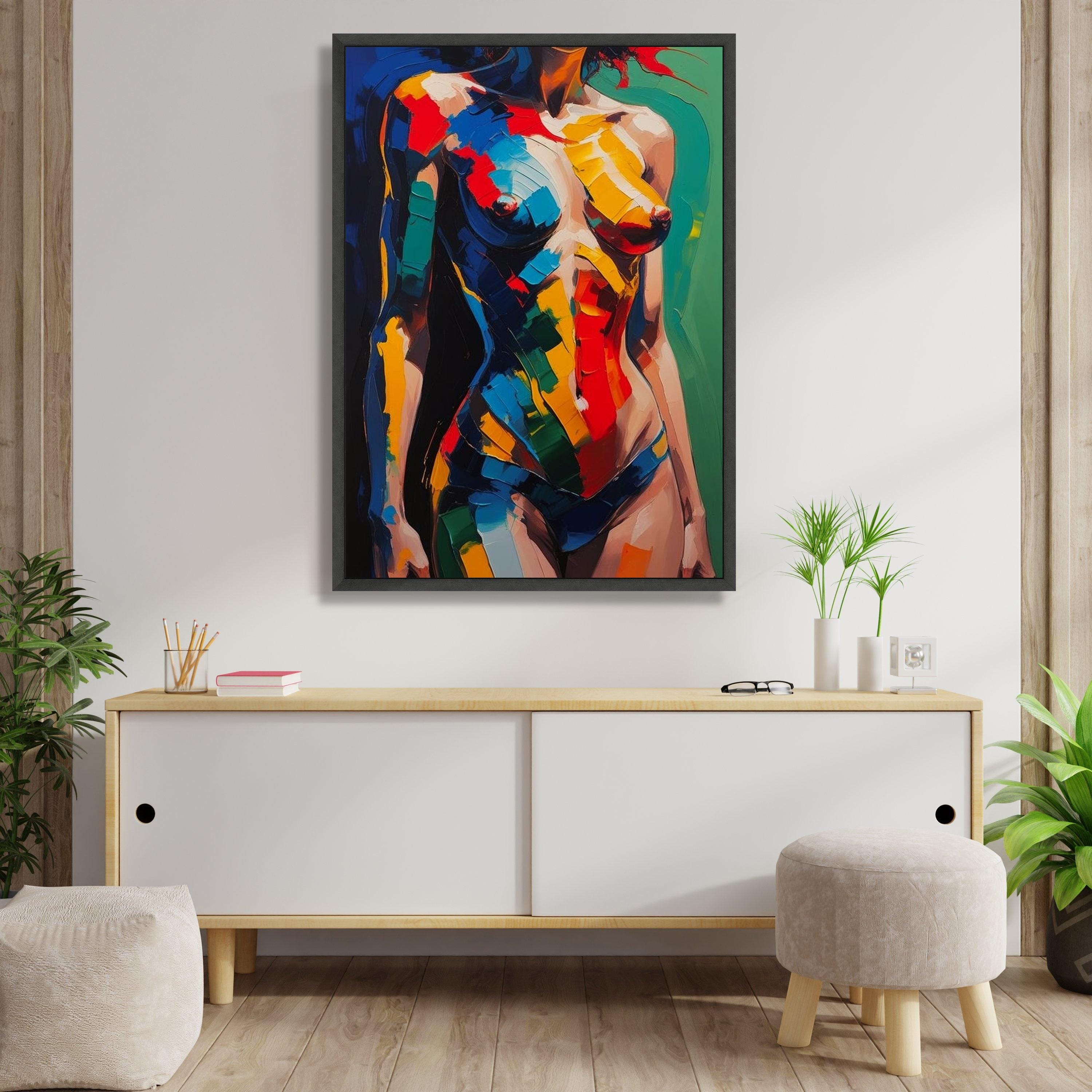 Abstract Colorful Female Nude Canvas, Modern Expressionist Body Art ...