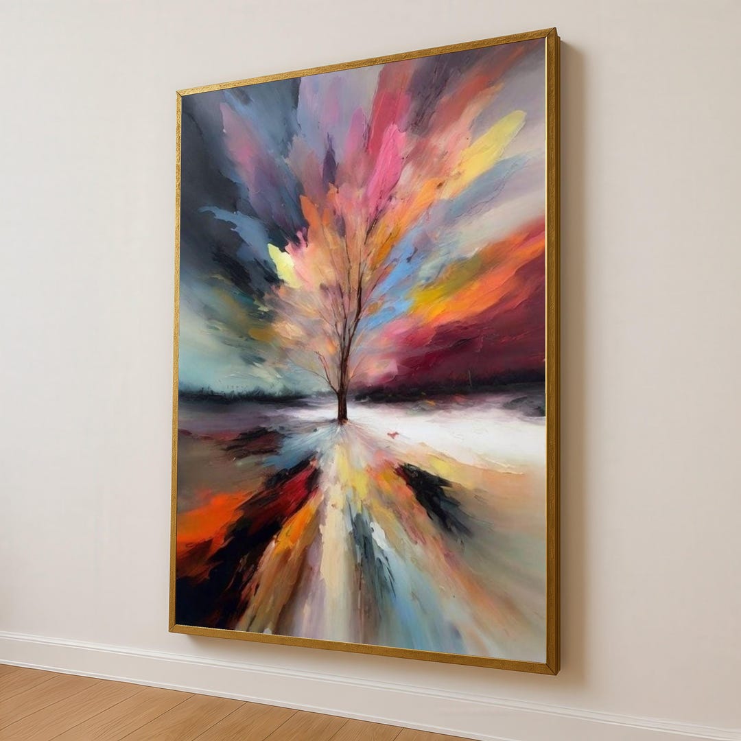 Vibrant Abstract Tree Canvas Art: Modern Colorful Landscape Painting - Etsy