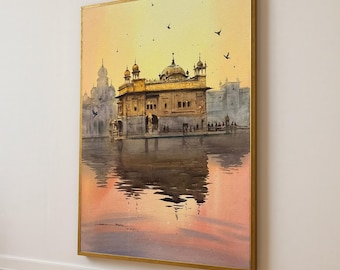 Golden Temple Canvas Art: Spiritual Sikh Architecture, Sunset Reflection