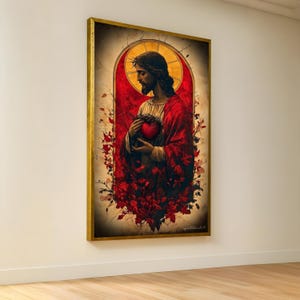 Sacred Heart of Jesus Canvas Art: Religious Christian Home Decor