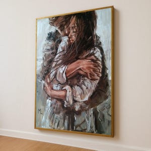Emotional Embrace Canvas Art: Modern Love, Romantic Home Decor