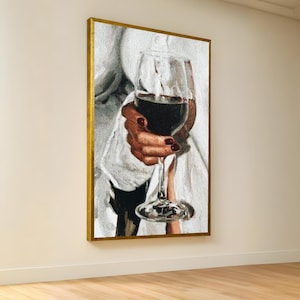 Elegant Red Wine Canvas Print: Modern Dining Room Wall Art