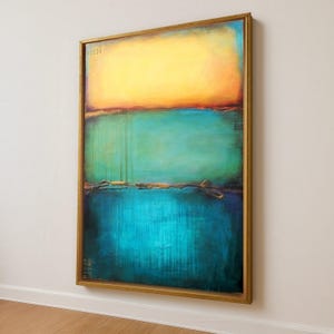 Mark Rothko Inspiriert Abstrakte Leinwand: Blau & Gelb Horizon, Modernes Wohndekor