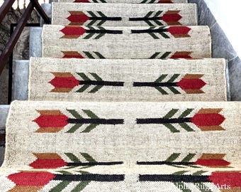 Handwoven Arrow Kilim Runner Rug, Wool Jute Hallway Runner, Southwestern Tribal Rug, Handmade Boho Runner, Rustic Farmhouse Floor Carpet