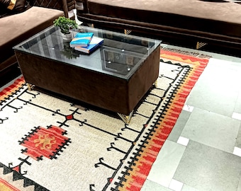 Moroccan Kilim Rug | Vintage Handmade Flatweave Area Rug | Traditional Southwestern Decor Carpet | Handwoven Indian Wool Jute Kilim Area Rug