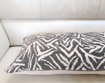 Tiger print Lumbar Pillow Cover Approx. 24&quot; X 12&quot; in Grey and White. Modern design. Soft.