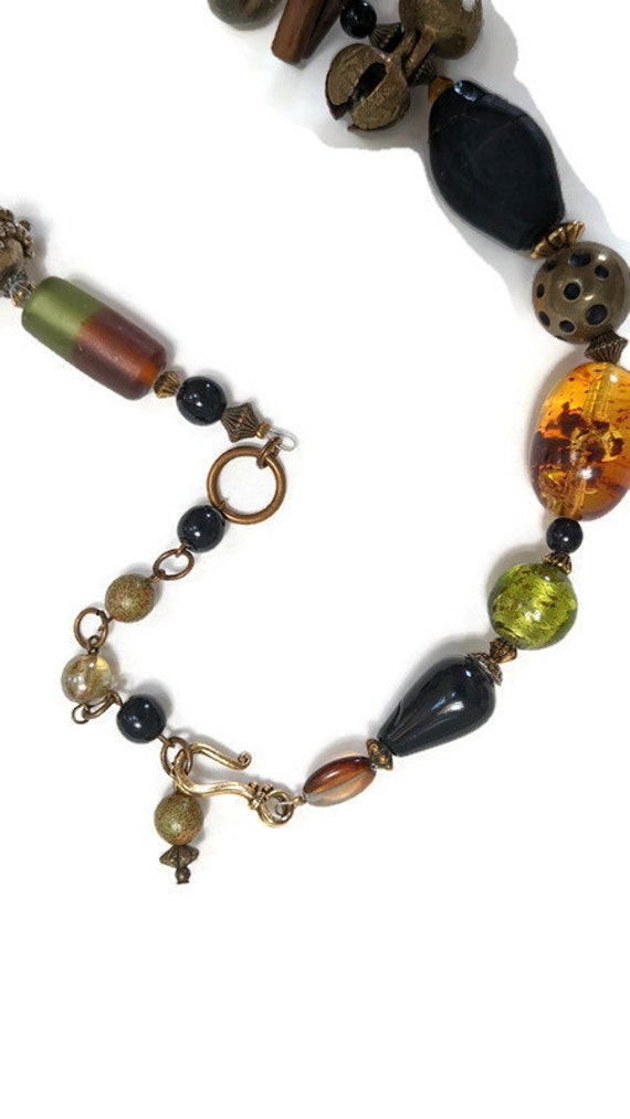 Asian Glass Bead Statement necklace - image 3