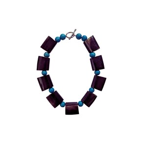 Brutalist Modern Bone Black & Teal Necklace - One of a Kind
