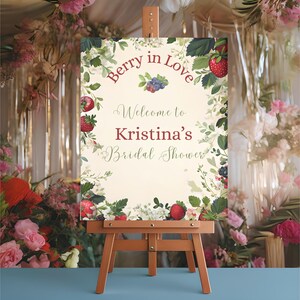 Berry In Love Bridal Shower Sign Template, Berry Welcome Sign, Printable Bridal Shower Welcome Sign,  Berry Bridal Shower Decor
