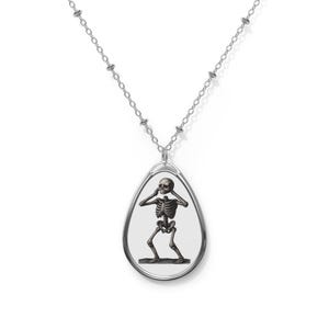 Skelett Halskette, gruseligen Charme, Silber Oval Anhänger, Skelett Anhänger Zubehör, Statement-Halskette, trendige Mode jeden Tag Schmuck
