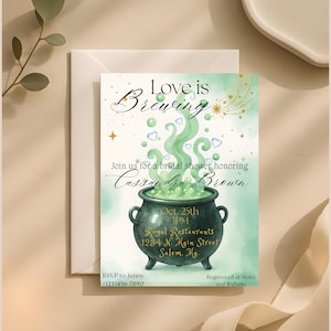 Love Is Brewing Bridal Shower Invitation Template, Halloween Bridal Shower Printable Invite, Magical Wedding Shower Invite