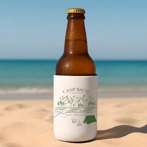 Custom Camp Bach Can Cooler, Camping Bachelorette, Can Cooler, Personalized Bachelorette Party Favor, Camping Bachelorette Decor