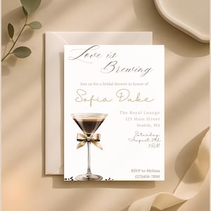 Love Is Brewing Bridal Shower Invitation Template, Espresso Martini Bridal Shower Invitation, Wedding Shower Invite Template