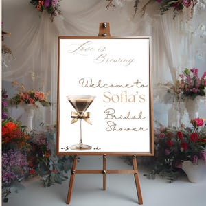 Love Is Brewing Bridal Shower Sign Template, Wedding Shower Welcome Sign Template, Espresso Martini Bridal Shower Sign