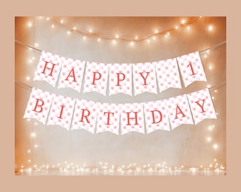 Berry First Birthday Banner Template: Strawberry Party Decor (Digital Download)