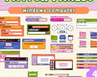 40 WINDOWS COMPUTER Twitch Panels: Tropical color theme (Digital Download)