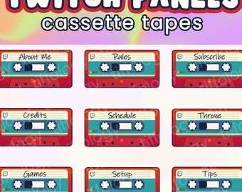 36 CASSETTE TAPE Twitch Panels: Red theme (digital download)