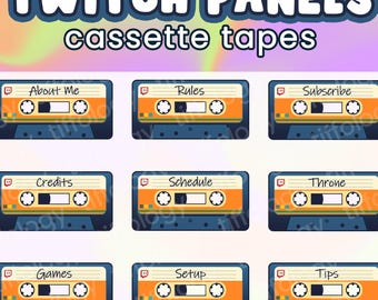 36 CASSETTE TAPE Twitch Panels: Blue theme (digital download)