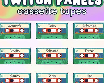 36 CASSETTE TAPE Twitch Panels: Green theme (digital download)