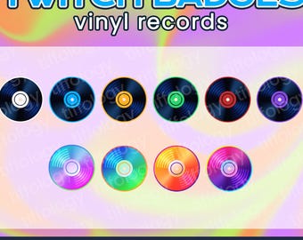10 Black VINYL RECORD Badges for Twitch or YouTube (digital download)