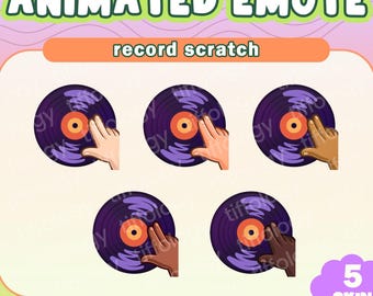 RECORD SCRATCH Animated Emote | 5 Skin Tones | Digital download for Twitch, Youtube, Discord