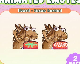 LIZARD Animated Emote: Texas Horned pushing button (2-pack) | Digital download for Twitch, Youtube, Discord