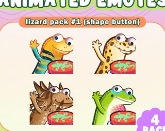 LIZARDS Animated Emotes: Pushing shape button (4-pack) | Digital download for Twitch, Youtube, Discord