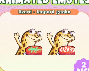 LIZARD Animated Emote: Leopard Gecko pushing button (2-pack) | Digital download for Twitch, Youtube, Discord
