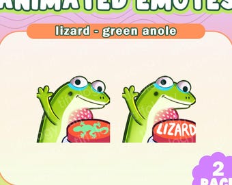 LIZARD Animated Emote: Green Anole pushing button (2-pack) | Digital download for Twitch, Youtube, Discord