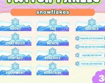36 SNOWFLAKE Winter Twitch Panels (Digital Download)