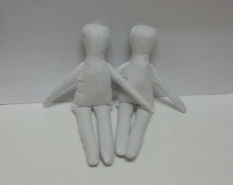 2 Unfinished Dolls, 13" Doll Bodies, DIY Dolls, White