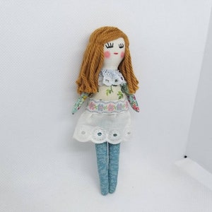 Jean doll 13 cm doll, small doll, cloth doll, play doll, mini doll image 1