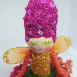 Fairy doll mobile, whimsy faerie doll, fairy, fire fairy, fantasy fairy, fuchsia and orange fairy image 2