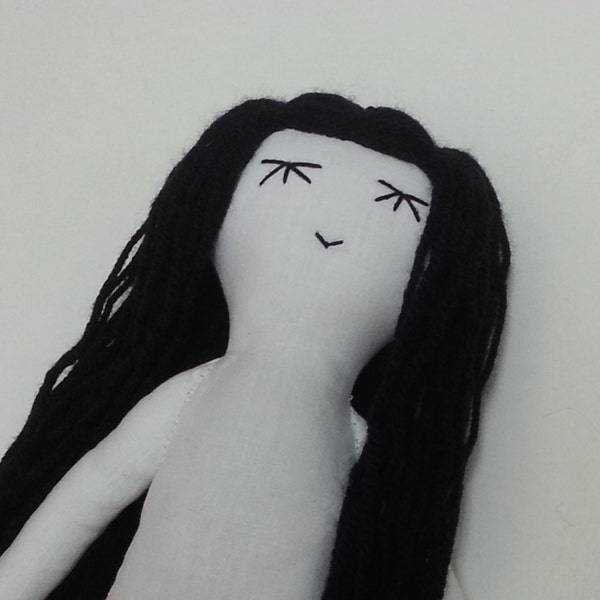 Goth Unfertige Puppe, Schlafende Puppe, lange schwarze Haarpuppe Körper
