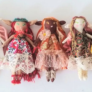 Gwen, Kleine elfenpoppen, zachte poppen, speelpoppen, handgemaakte poppen afbeelding 8