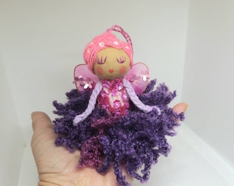 Fairy doll mobile, whimsy faerie doll, fairy, midnight fairy, fantasy fairy, pink and purple fairy