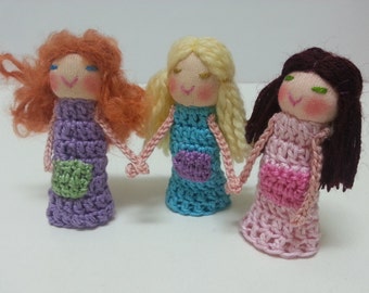 3 Best Friends Finger Puppets, Girl Friends Forever Puppets, Colorful