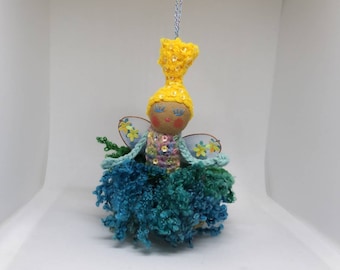 Fairy doll mobile, whimsy faerie doll, fairy, twilight fairy, fantasy fairy, yellow and blue fairy