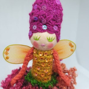 Fairy doll mobile, whimsy faerie doll, fairy, fire fairy, fantasy fairy, fuchsia and orange fairy image 8